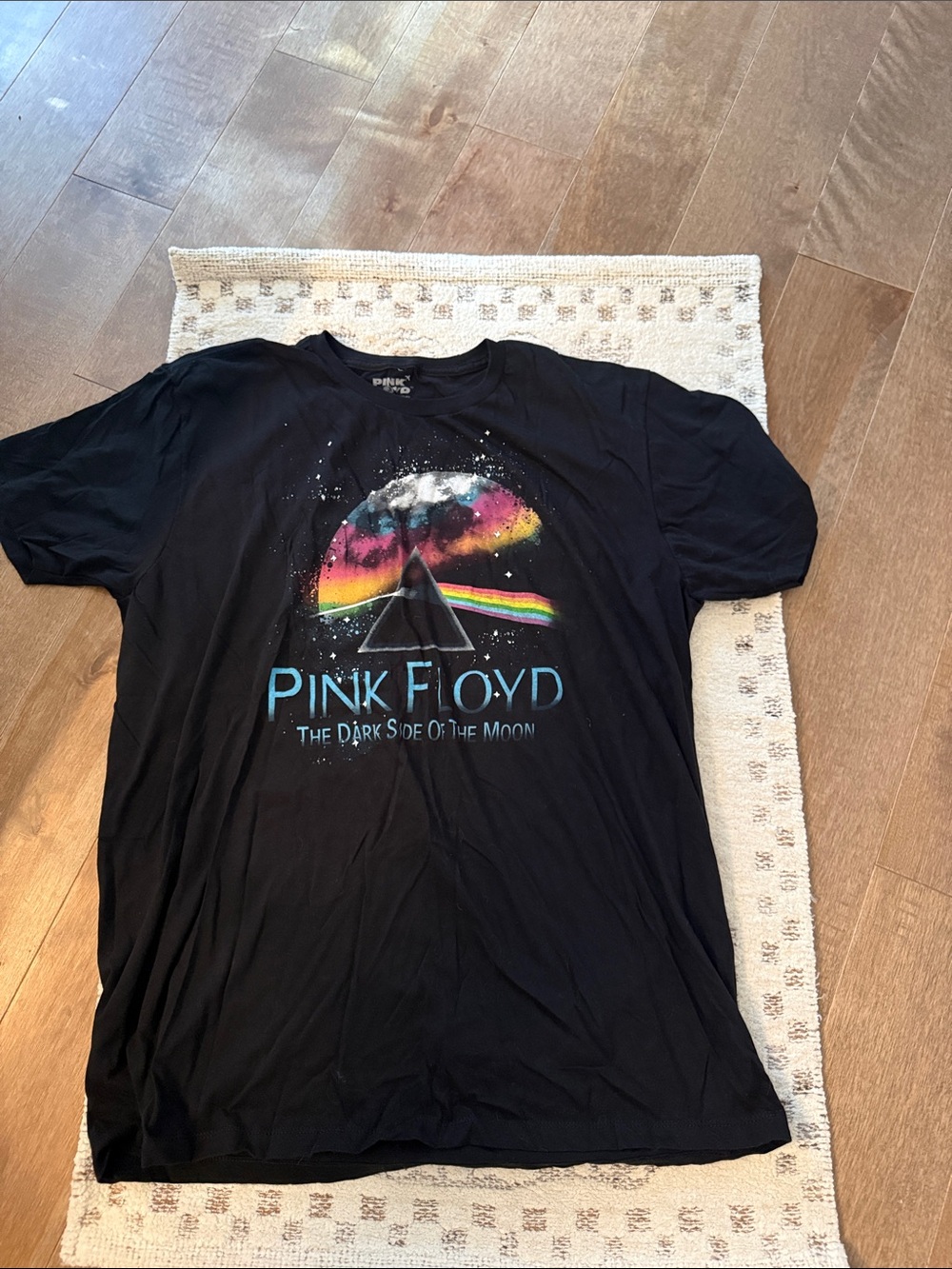 Pink Floyd Black Short Sleeve Tee with Rainbow Prism Graphic